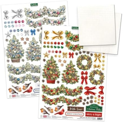 Katy Sue Christmas Garden Picket Fence Card Making Kit - 8 Shaped Cards, Die-Cut Embellishments, Background Scenes, Foam Pads, Instructions & 8 Envelopes for Christmas Card Making Supplies. UK-Made. - Image 4