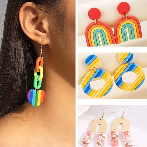 60 Pcs Clay Tools Set,Polymer Clay Earring Making Kit, 51 Shapes Stainless Steel Clay Cutters with 8 Circle Shape Cutters 1 Clay Letter Stamp Jewelry Making Sculpting Clay (60Pcs) - Image 7