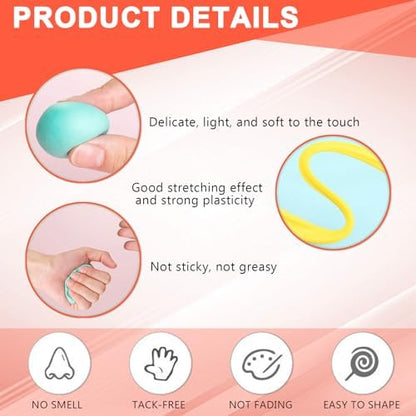 Air Dry Clay,Magic Foam DIY Molding Clay,Air Dry Clay Set 64 Colors with 7 Clay Tools and 100 Seal Bags – Soft Lightweight DIY Modeling for Arts Crafts Sculpting Holiday Gift Idea for Adult - Image 2