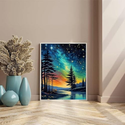 Starry Sky Paint by Numbers for Adults with Framed Canvas - Wooden Easel - Image 4