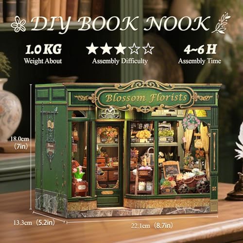 CUTEBEE Book Nook Kit, Miniature House Kit for Adults, Flower Shop Booknook - Image 3