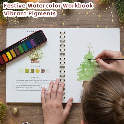 Watercolor Workbooks, Beginner Watercolor Painting Kit – 12 Colors Paint Set with Brush – Perfect for Gifting to Spark Creativity & Joy for Teens & Adults（Seaside） - Image 2