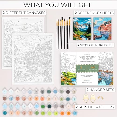 Beautiful Paint By Number Kit for Adults - Painting Set with 2 Canvases - Image 4