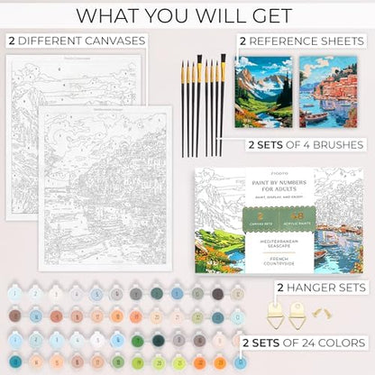 Beautiful Paint By Number Kit for Adults - Painting Set with 2 Canvases - Image 4