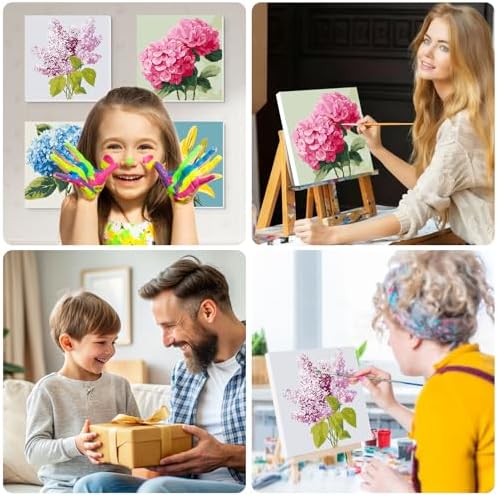 Lxmsja 4 Pack Subtle Flora Paint by Numbers Kit for Adults, Easy Framed Paint by Numbers for Adults Beginner, DIY Acrylic Oil Painting Craft Kits for Home Wall Decor 8x8 inch - Image 5