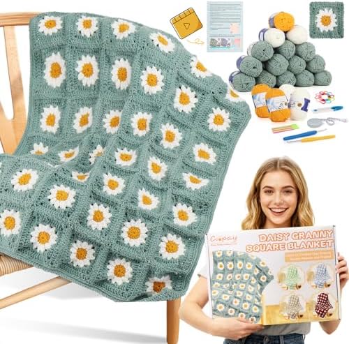 Coopay Crochet Kit for Beginners, Easy Granny Square Crochet Blanket Kit by Coopay