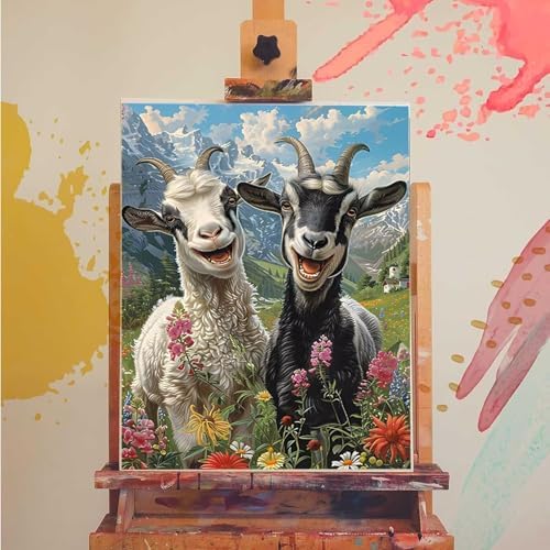 Animal Paint by Numbers Kit for Adults Sheep Paint by Numbers, DIY Acrylic Watercolor Oil Painting Kits for Adults Beginners with Brushes, Hobbies for Women for Home Wall Decor, Gifts 40x54 in 2-1 - Image 3