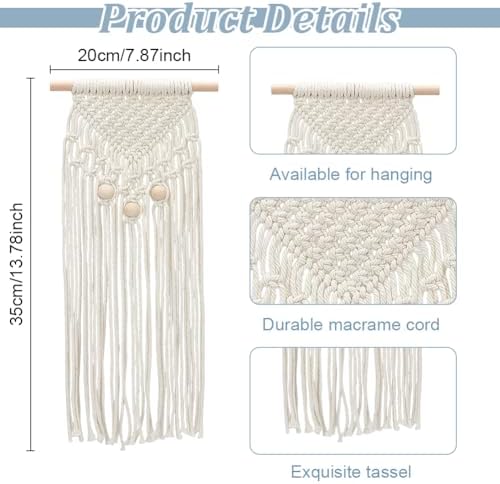 INFUNLY 10 Set DIY Macrame Kit for Beginners Boho Macrame Wall Hanging Tapestry Kit with Instruction Beige Cotton Cord Keychain Kit Handmade Plant Hanger Kit for Adults DIY Ornaments Kit for Home Gift - Image 3