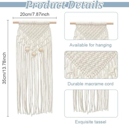 INFUNLY 10 Set DIY Macrame Kit for Beginners Boho Macrame Wall Hanging Tapestry Kit with Instruction Beige Cotton Cord Keychain Kit Handmade Plant Hanger Kit for Adults DIY Ornaments Kit for Home Gift - Image 3