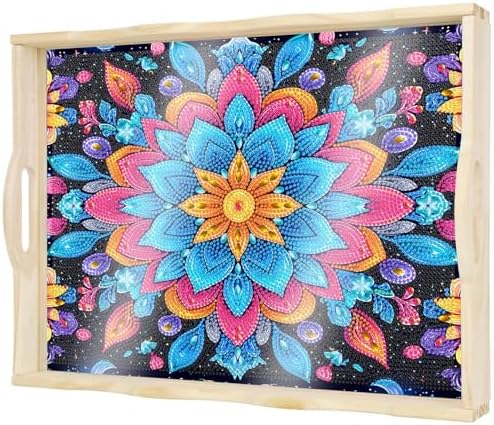DOTSOPS Mandala Diamond Painting Wooden Serving Tray with Handle for Adults by DOTSOPS