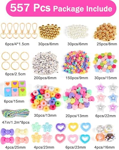 NEBURORA 324 Pcs Colorful Beaded Keychain Making Kit DIY Keychain Crafts - Image 3