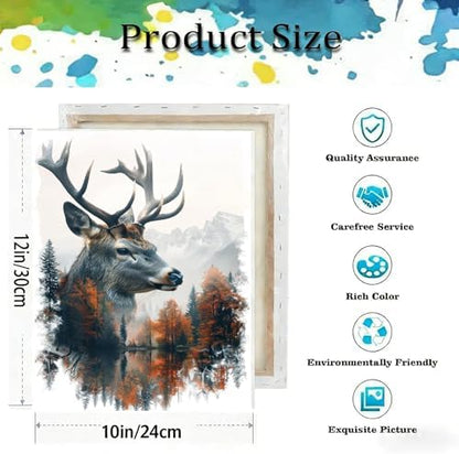 VIGEGU Deer Paint by Numbers Kit for Adults Beginner with Framed - Image 3