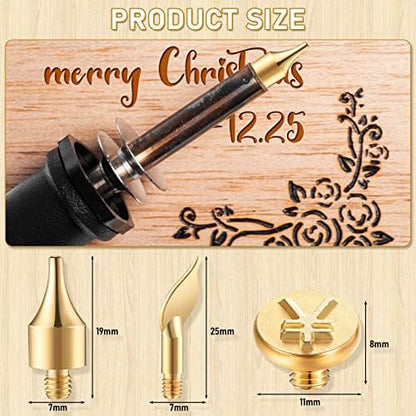 Honoson 28 Pieces Wood Burning Number Tips Stamps Kit Tool, Numbers and Symbol Copper Mold Carving Set for DIY Embossing Carve Crafts Wooden Burning Stencil Kits Hobby Woodworking Tools - Image 2