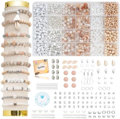 Xyliise Bracelet Making Kit Natürliche Perlen Set for Adults Beads for Bracelets Silver Jewelry Making Supplies DIY Jewelry Necklace Earrings (CZ006-Pink) by Unknown