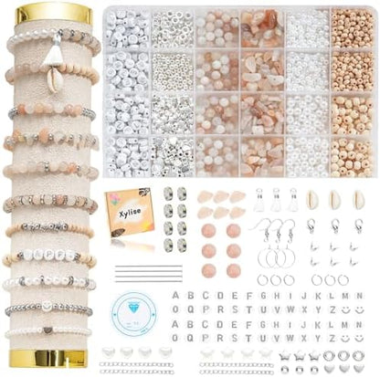 Xyliise Bracelet Making Kit Natürliche Perlen Set for Adults Beads for Bracelets Silver Jewelry Making Supplies DIY Jewelry Necklace Earrings (CZ006-Pink) by Unknown