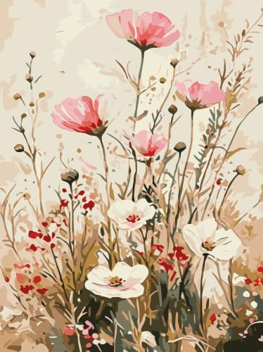 BYGFHLYW Vintage Wildflower Paint by Numbers Kit for Adults Beginners by BYGFHLYW