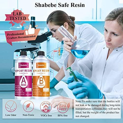 Shabebe Epoxy Resin, 64OZ Epoxy Resin Crystal Clear, Not-Yellowing No-Bubble, Self Leveling Easy Pour/Mix 1:1 Casting Kit & Coating for DIY Jewelry Making, Art Resina Clear Crafts, Molds, River Tables - Image 3