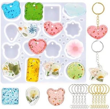 Keychain Silicone Mold, Keychain Resin Mold with Key Ring Accessory, Epoxy Resin Jewelry Molds for DIY Keychains, Necklace, Pendant by KINYFY
