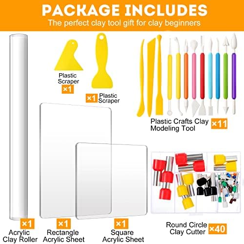 57 Pcs Clay Sculpting Tools Kits Polymer Clay Tools DIY Set with Roller - Image 2