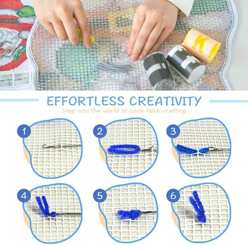 Latch Hook Rug Kits, 3D Printed Canvas Christmas Santa Decor Crochet Tapis Needle for Carpet for Crafts 20.4" X 15.0",Santa Claus - Image 4
