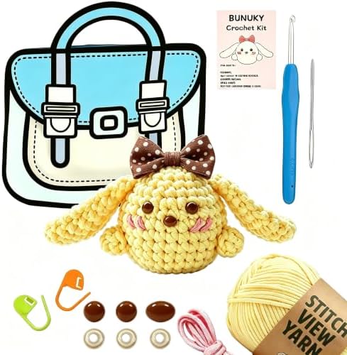 BUNUKY Crochet Kit for Complete Beginners - DIY Starter Kit to Make a Cute Puppy | Step-by-Step Video Tutorials for Easy Learning | Creative Craft Gift for Christmas, Adults, Teens (Butter Bunny) by Unknown