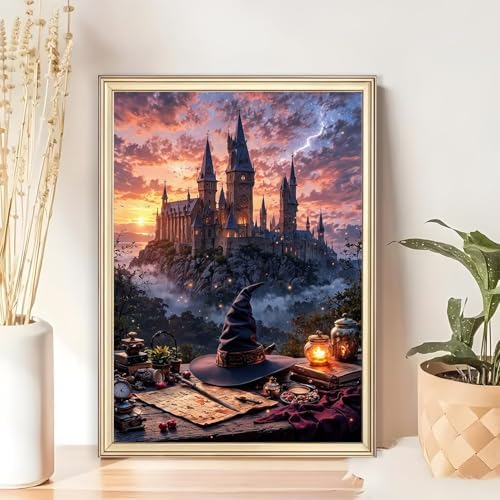 Castle Paint by Numbers Kit for Adults Framed Canvas 16X20in, Frameworkless - Image 4