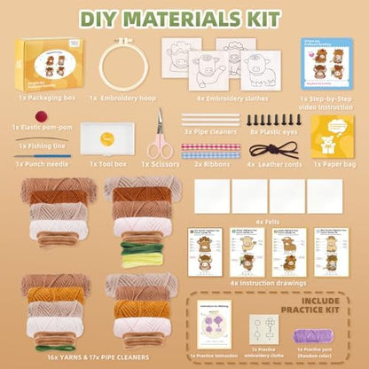 Punch Needle kit-4,Embroidery kit for Beginners,Punch Needle Kits Adults Beginner,Needles, Curved Scissors, a Tool Storage Box, Yarn, Easy-to-Follow Instructions, and Tutorial Videos(4 Highland Cow) - Image 3