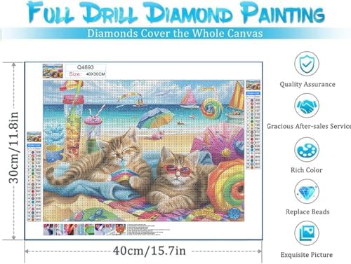 DOTSOPS 4 Pack Cat Diamond Painting Kits for Adults Art Painting Kit - Image 2