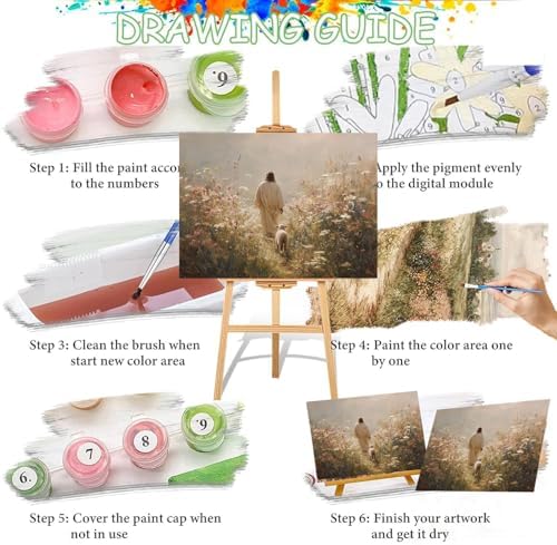 Jesus Paint by Numbers Kit for Adults Framed Canvas 12X16 in, Frameworkless - Image 6