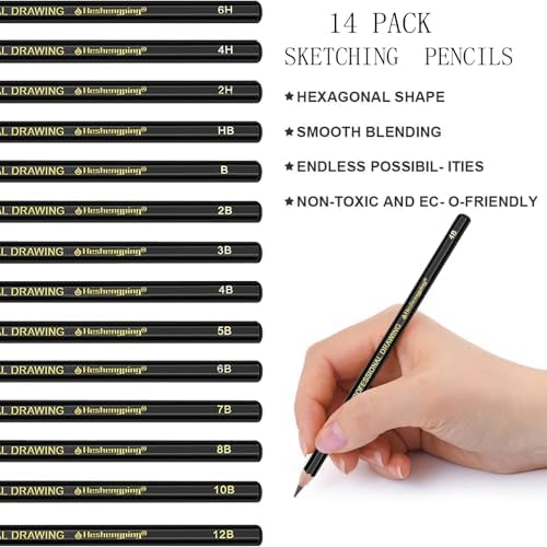 Drawing Pencils Sketch Pencil Art Supplies Set for Adults Beginners Professional Sketching Art Graphite Charcoal Blending Stump Pencils kit - Image 3