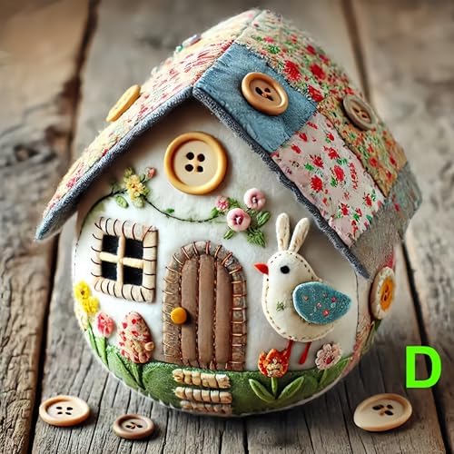 liqiaofang Patchwork Felt Egg House DIY Bunny House Craft Kit with DIY Material Package for Beginners Kids Adults, Easter Chick Eggs Ornaments Home Easter Party Decoration Supplies (5PCS) - Image 4
