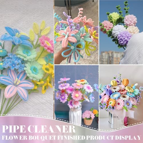 AHAMETON 720Pcs Multi-Color Pipe Cleaners Flower Kit,Chenille Stems Craft - Image 5