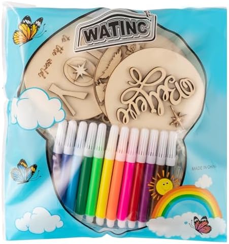 WATINC DIY 3D Christmas Ornaments Kit to Paint - 12 Styles Unfinished Wooden Hanging Decor with Raised Designs, Includes Paint Pens, Bells, Bows & Beads, Xmas Tree Crafts for Kids & Adults(Nativity) - Image 7