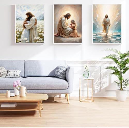 3 Pack Paint by Numbers Kit for Adults Framed Canvas, with Wooden Easel - Image 4