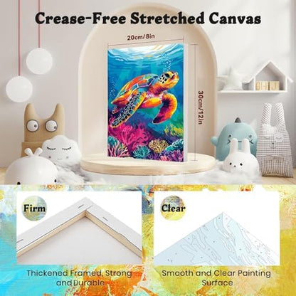 4 Pack Beach Paint by Numbers for Adults with Framed Canvas - Wooden Easel - Image 2