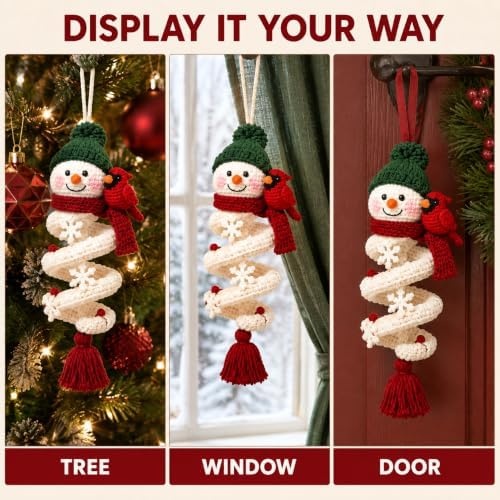 Crochet Snowman Spiral Ornament DIY Kit, Christmas Craft for Adults - Image 7