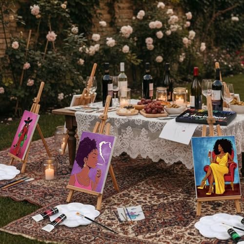 Cholemy 36 Pcs Paint and Sip Kit Gift for Adults 8''x10'',Wine Lady - Image 5