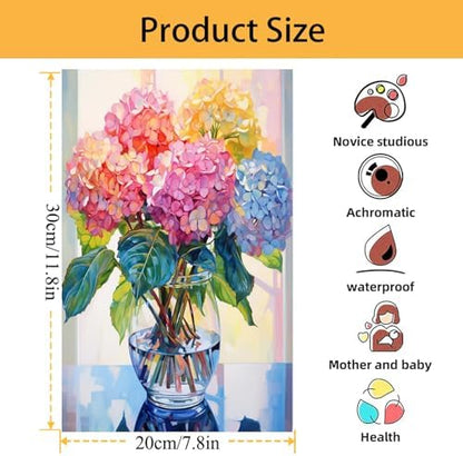 Mowana Easy Paint by Numbers Kit for Adults Beginners, Adult Painting Kit by Numbers with Frame and Easle, Stretched Canvas Hydrangea Paint by Number Kit, 8x12inch - Image 5