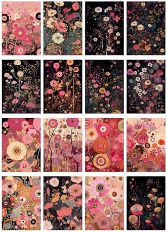 Decoupage Paper Pack (35 Sheets 6"x8") Sweet Illustrations of Pink nd Black Flower Fields FLONZ Vintage Illustration Pictures Cards for Decoupage, Craft and Scrapbooking - Image 2