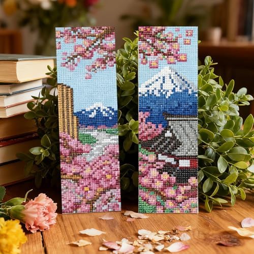 ACRNIGHEET 6PCS Stamped Cross Stitch Bookmark Kit for Beginners Japanese - Image 6