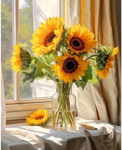 PRASIO Paint by Numbers Kit for Adults Flowers Sunflower Easy Adult Paint by Number Kits DIY Acrylic Watercolor Oil Paint by Number for Adults Beginner for Home Decor Gift 16x20 Inch by Unknown