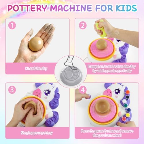 Pottery Wheel for Kids, Unicom Craft Kit Arts and Crafts for Kid Ages 6-12 - Image 4