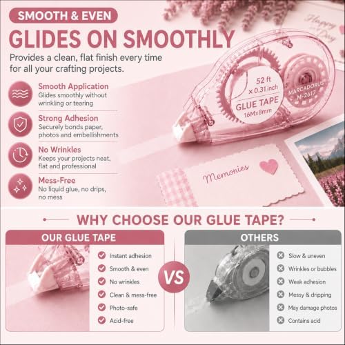 MARCADORUS Double Sided Tape Roller, Scrapbook Glue Tape 6 Pack, Extra-Long - Image 5