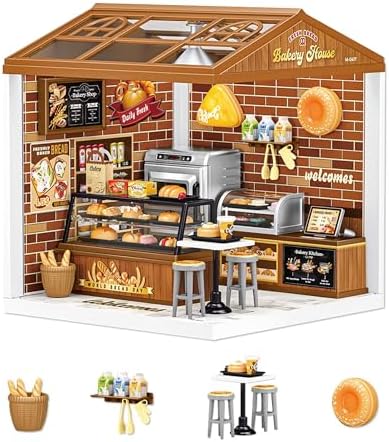 Kisoy DIY Miniature House Kit, Beginner-Friendly Tiny House Model with LED Light, Craft Gift for Home Decor, Teens & Adults（Baking Time） by Kisoy