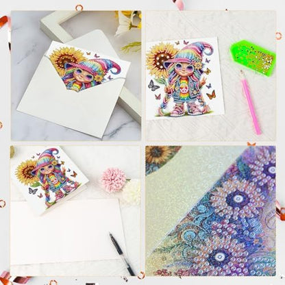 antor 6 Pcs 5D Diamond Painting Greeting Cards Kits, Sunflower Happy DIY Diamond Art Cards with Envelopes, Handmade Rhinestone Greeting Card Set for Birthdays & Holidays - Image 4
