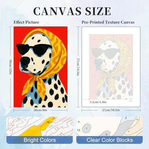 6 Pack Paint by Numbers Kit for Adults, Funny Dog Painting, 8x12 Inch - Image 3