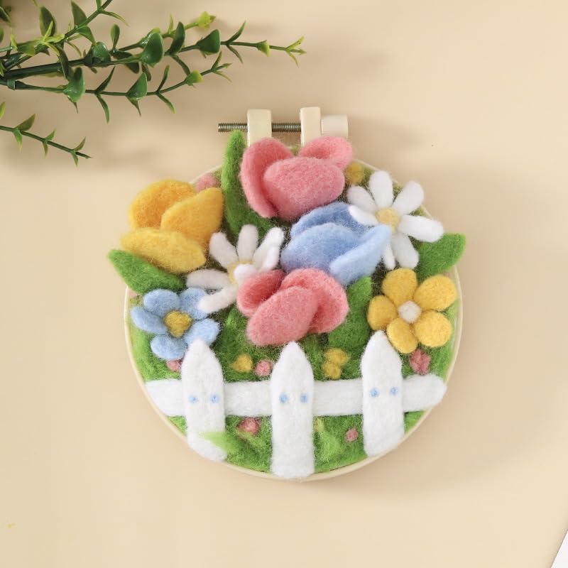 Hilsayum Wool Painting Kit Needle Felting Kit Wool Felt Painting Gifts for Adults,Needle Felt Supplies for Beginners,Home Decoration (Garden) - Image 6