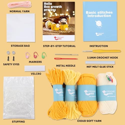 CrochetBox Bee Grow Up Crochet Kit for Beginners, Easy Craft for Adults - Image 3