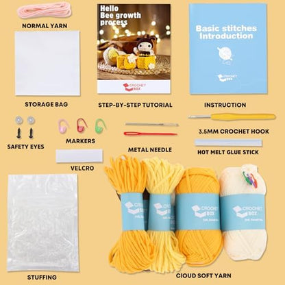 CrochetBox Bee Grow Up Crochet Kit for Beginners, Easy Craft for Adults - Image 3