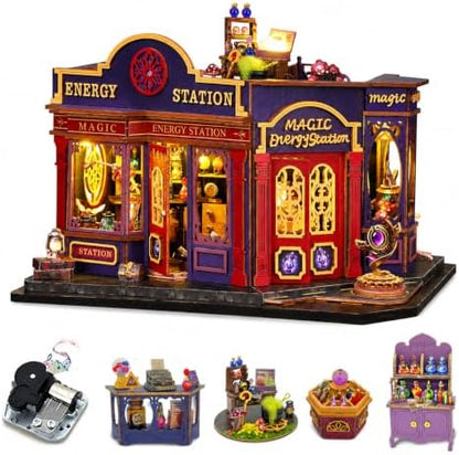 CUTEROOM Miniature House Kits for Adults, Mini Doll House Building Kit, DIY Craft Kits Creative Room Tiny House for Decoration-Energy Station by CUTEROOM